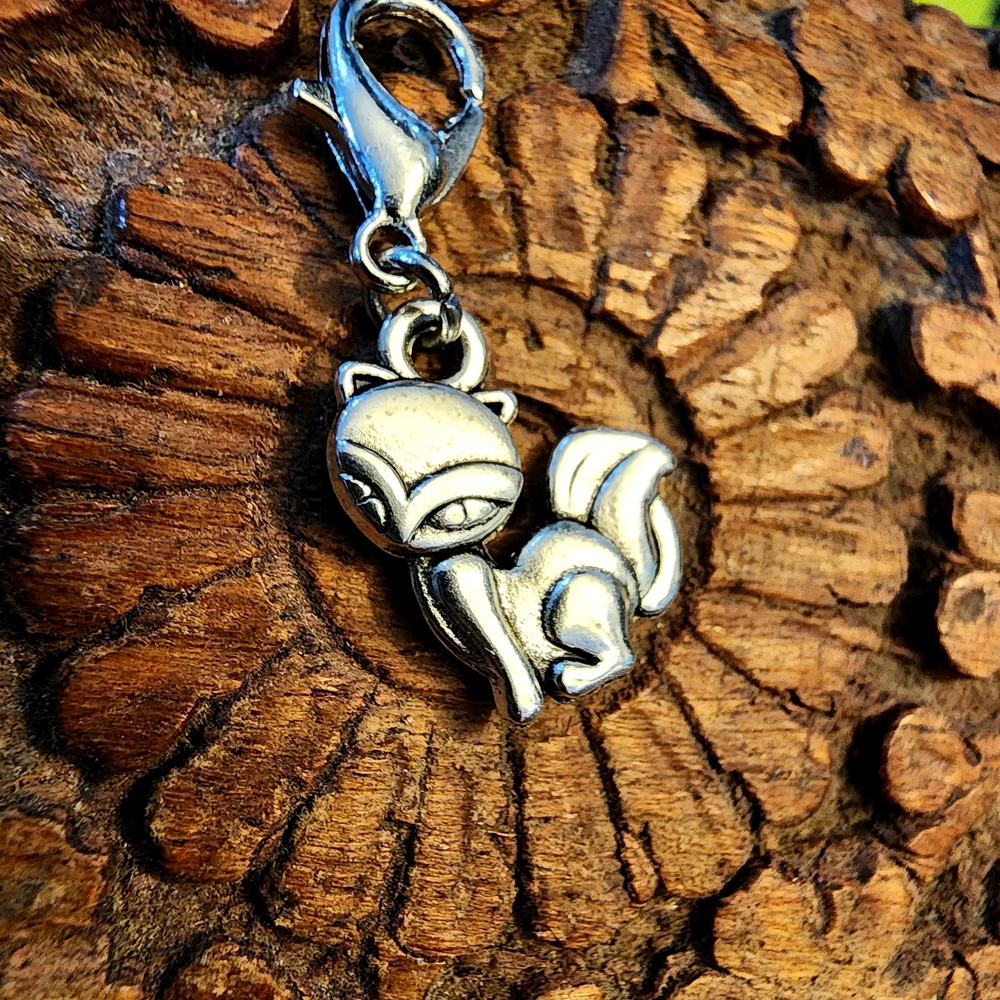 Silver Fox Charm for Forest Animal Charm Bracelet Celtic Goddess Fox Pendant